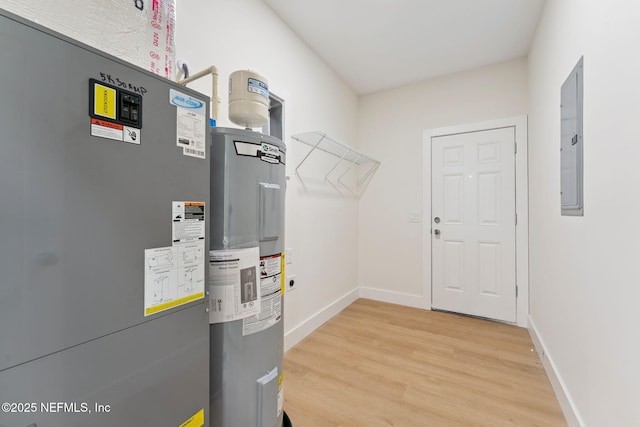 989 Butler Ave, Saint Augustine, FL 32084 - utility room featuring water heater, electric water heater, and electric panel