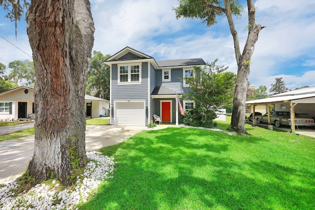 724 N Pine Ave, Green Cove Springs, FL 32043 - view of front of house featuring a garage, a front yard, and driveway