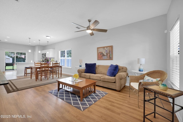 724 N Pine Ave, Green Cove Springs, FL 32043 - living area with light wood-style floors, a ceiling fan, and recessed lighting