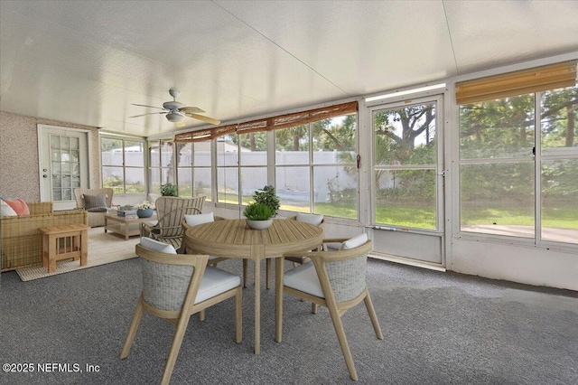 1121 Linkside Ct E, Atlantic Beach, FL 32233 - sunroom featuring a ceiling fan, plenty of natural light, and an outdoor living space
