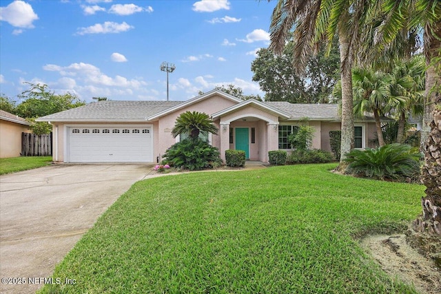 1121 Linkside Ct E, Atlantic Beach, FL 32233 - ranch-style home with driveway, an attached garage, and stucco siding