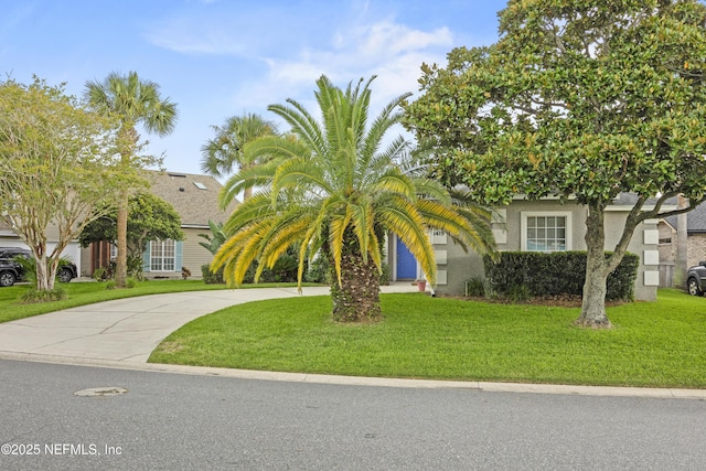1419 Linkside Dr, Atlantic Beach, FL 32233 - obstructed view of property with curved driveway and a front yard