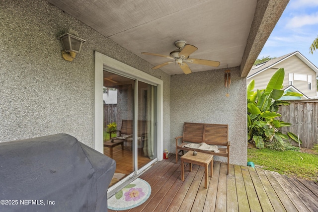 1419 Linkside Dr, Atlantic Beach, FL 32233 - wooden deck featuring a ceiling fan
