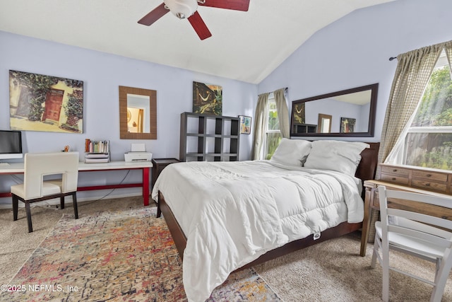 1419 Linkside Dr, Atlantic Beach, FL 32233 - carpeted bedroom with lofted ceiling and ceiling fan