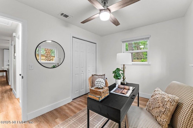 2571 Montreal St, Jacksonville, FL 32233 - office area featuring a ceiling fan and light wood-type flooring