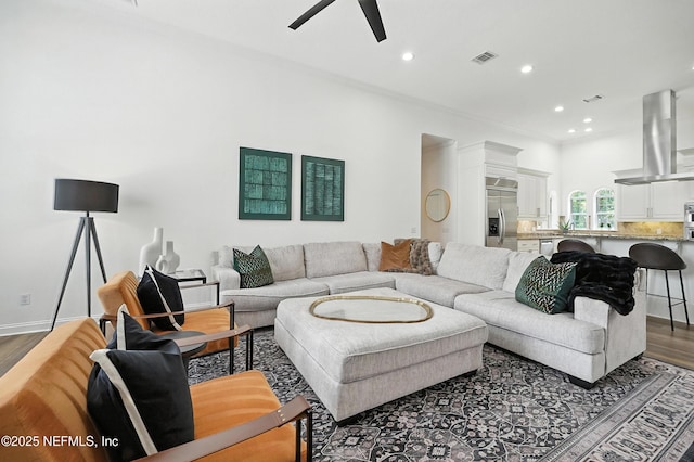 24237 Marsh Landing Pkwy, Ponte Vedra Beach, FL 32082 - living area with a ceiling fan, recessed lighting, and wood finished floors