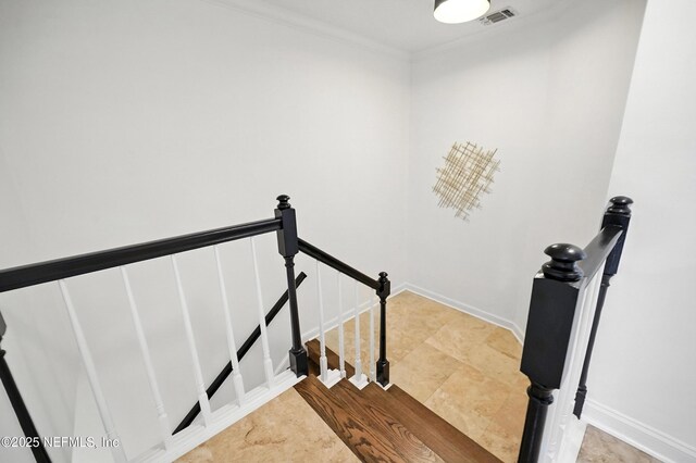 24237 Marsh Landing Pkwy, Ponte Vedra Beach, FL 32082 - staircase with crown molding and baseboards