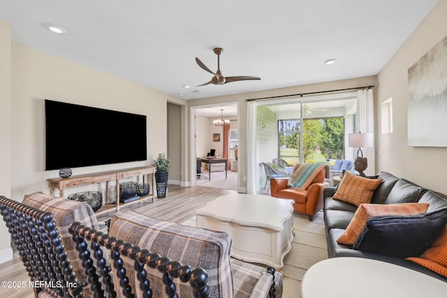 3146 Villa Vera Ct, Jacksonville, FL 32246 - living room with ceiling fan, recessed lighting, and wood finished floors