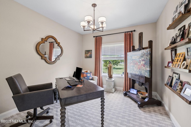 3146 Villa Vera Ct, Jacksonville, FL 32246 - office with a chandelier and carpet flooring