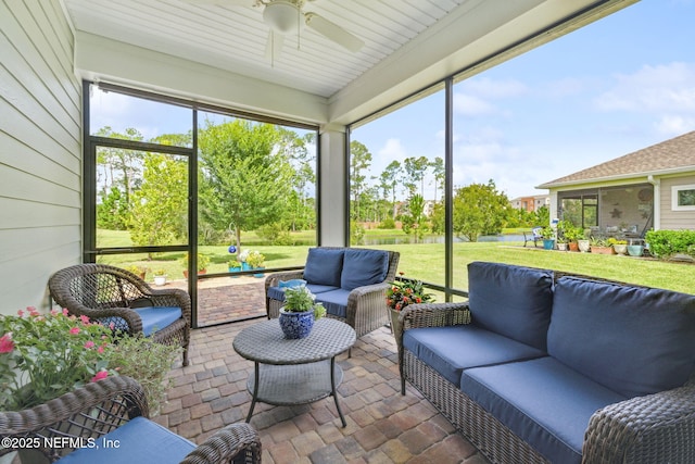 3146 Villa Vera Ct, Jacksonville, FL 32246 - sunroom / solarium with an outdoor hangout area and a ceiling fan