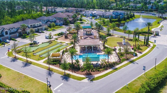 3146 Villa Vera Ct, Jacksonville, FL 32246 - aerial perspective of suburban area with a pool area and a nearby body of water