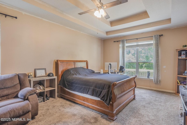 3350 Silverado Cir, Green Cove Springs, FL 32043 - bedroom with carpet, a tray ceiling, and ceiling fan