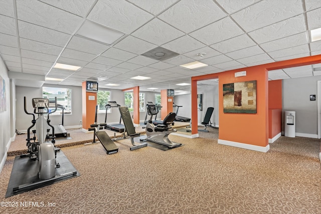 355 Monument Rd Unit 15D1, Jacksonville, FL 32225 - exercise room with carpet floors and a paneled ceiling