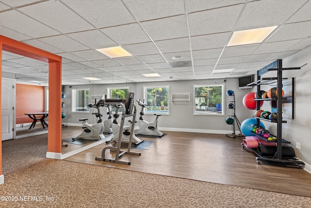 355 Monument Rd Unit 15D1, Jacksonville, FL 32225 - workout area featuring wood finished floors and a drop ceiling