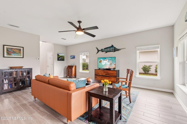 148 Ancient Island Dr, Saint Augustine, FL 32080 - living room with ceiling fan and light wood-style flooring