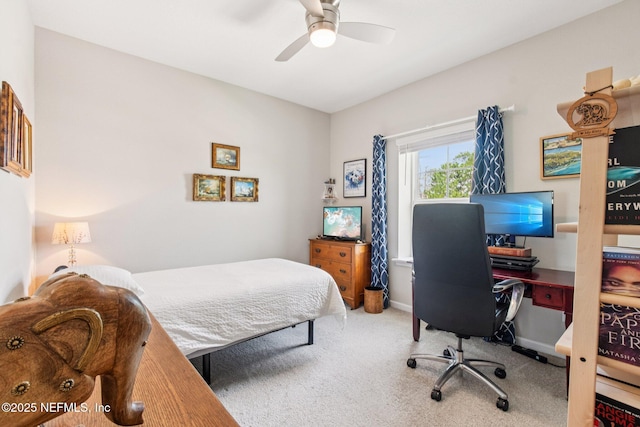 148 Ancient Island Dr, Saint Augustine, FL 32080 - bedroom with carpet flooring, a desk, and a ceiling fan