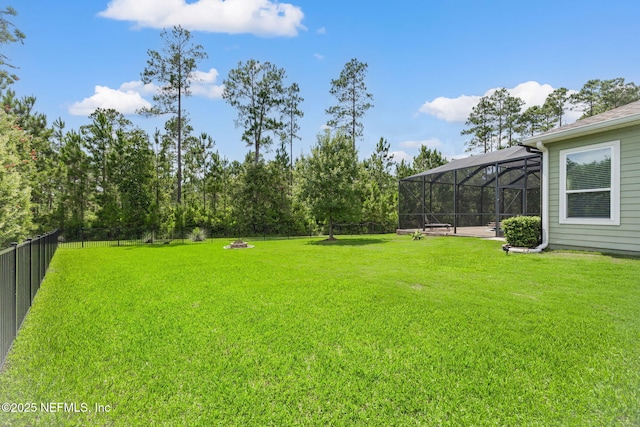 121 Seamount Way, Saint Augustine, FL 32092 - fenced backyard featuring glass enclosure and a fire pit