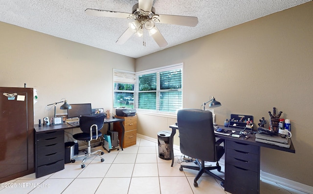 5110 Janice Cir E, Jacksonville, FL 32210 - office featuring a textured ceiling, a ceiling fan, and light tile patterned floors