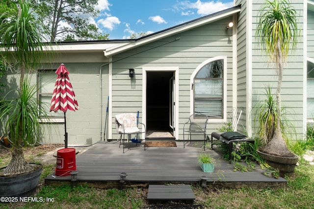 5110 Janice Cir E, Jacksonville, FL 32210 - back of property with a wooden deck