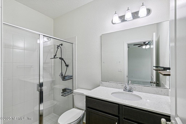 1103 Orchard Oriole Pl, Middleburg, FL 32068 - bathroom featuring vanity, a shower stall, and ceiling fan