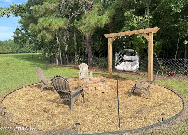 51321 Bloomington Way, Callahan, FL 32011 - view of yard with an outdoor fire pit