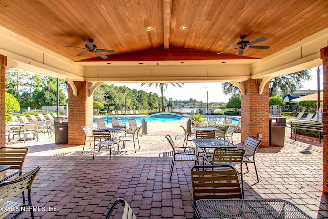 1020 Candlebark Dr, Jacksonville, FL 32225 - view of patio / terrace featuring ceiling fan and a community pool