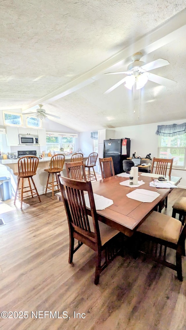 3822 County Road 220, Middleburg, FL 32068 - dining room featuring a textured ceiling, light wood-type flooring, and a ceiling fan