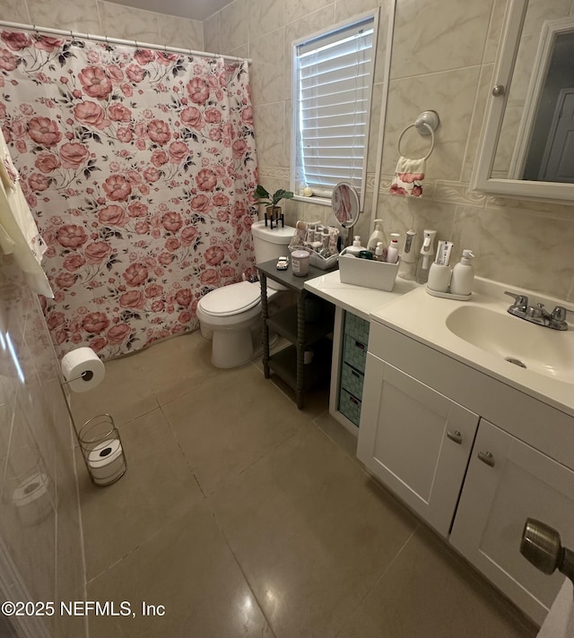 8300 Berry, Jacksonville, FL 32211 - full bathroom with tile walls, tile patterned flooring, vanity, and curtained shower