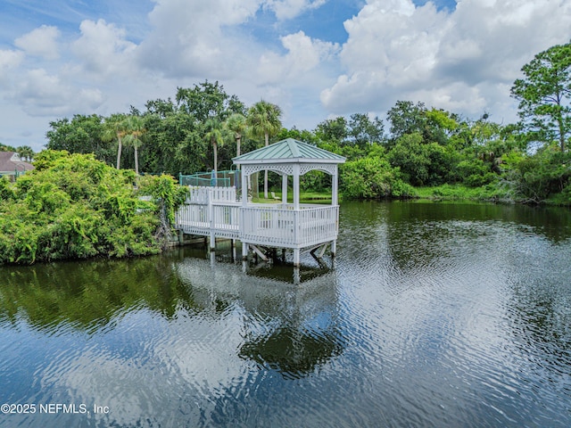 335 Sunrise Cir, Neptune Beach, FL 32266 - dock with a gazebo and a water view