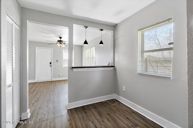 3607 Gilmore St, Jacksonville, FL 32205 - unfurnished dining area featuring ceiling fan and wood finished floors