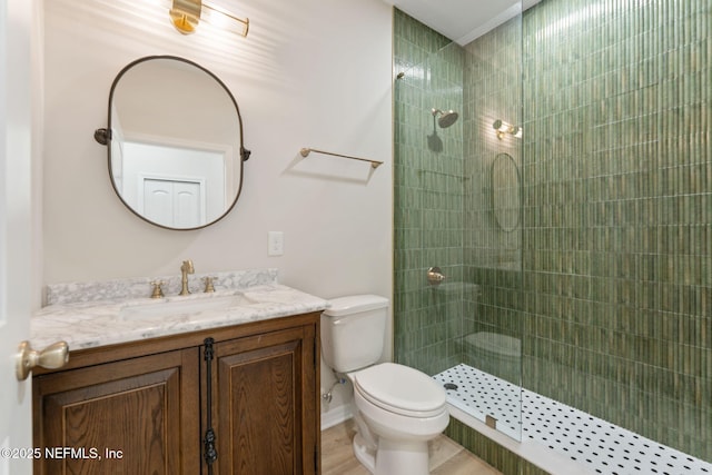 343 Tinsley Rd, Florahome, FL 32140 - bathroom featuring vanity, a tile shower, and wood finished floors