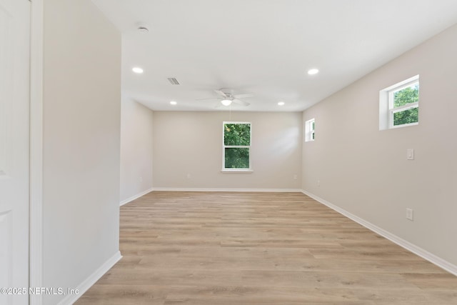 343 Tinsley Rd, Florahome, FL 32140 - spare room with a ceiling fan, recessed lighting, light wood-style floors, and a smoke detector