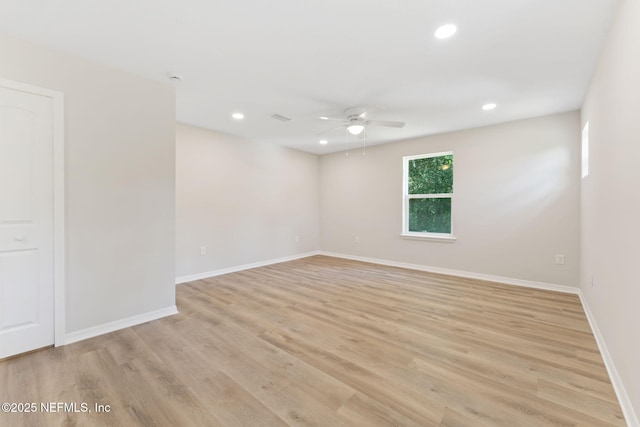 343 Tinsley Rd, Florahome, FL 32140 - empty room featuring a ceiling fan, recessed lighting, and light wood-type flooring