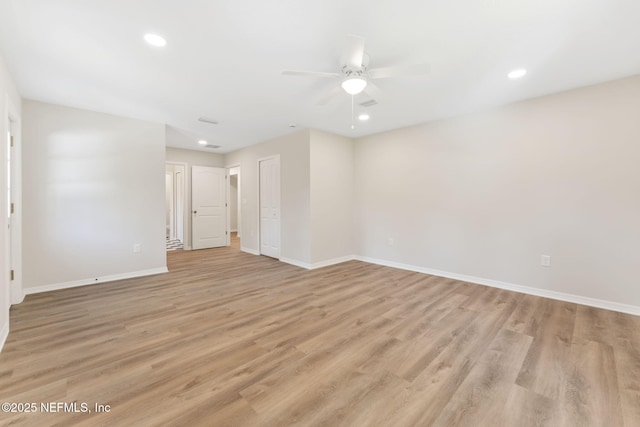 343 Tinsley Rd, Florahome, FL 32140 - spare room featuring ceiling fan, light wood finished floors, and recessed lighting
