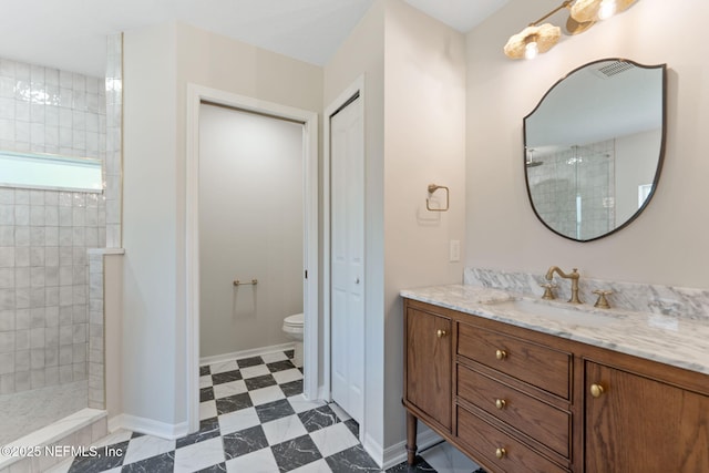 343 Tinsley Rd, Florahome, FL 32140 - bathroom with a walk in shower, vanity, and tile patterned floors