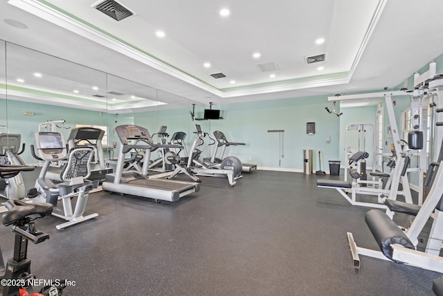 4000 Grande Vista Blvd Unit 15-106, Saint Augustine, FL 32084 - exercise room with a raised ceiling and recessed lighting