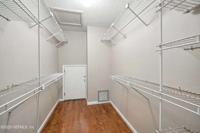 1918 Oak Cir, Atlantic Beach, FL 32233 - walk in closet featuring wood finished floors and attic access