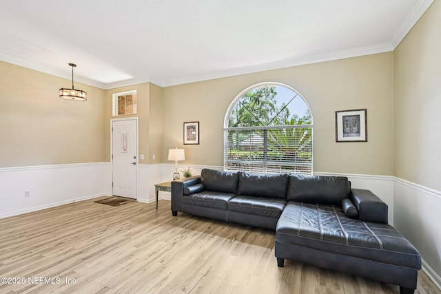 1400 Gibralter Ln, Fleming Island, FL 32003 - living room with light wood-type flooring and crown molding