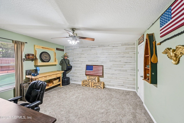 1400 Gibralter Ln, Fleming Island, FL 32003 - carpeted office with a textured ceiling and a ceiling fan