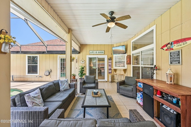 1400 Gibralter Ln, Fleming Island, FL 32003 - sunroom featuring a ceiling fan and an outdoor living space