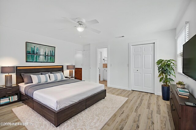 15 Katrina Pl, Palm Coast, FL 32164 - bedroom featuring light wood-type flooring, a closet, and ceiling fan