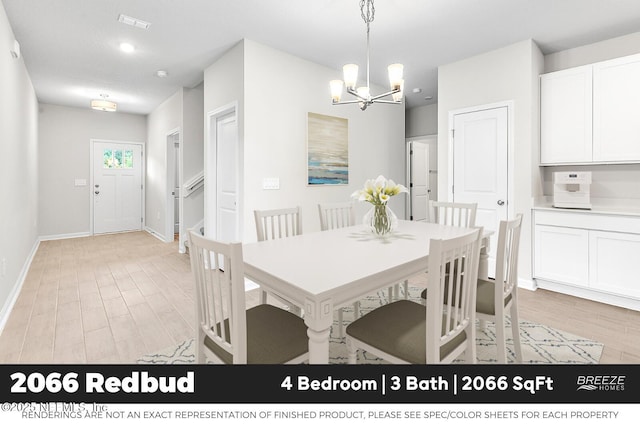 9018 Whinny Way Lot 276, Jacksonville, FL 32219 - dining room with a chandelier, light wood-style flooring, and recessed lighting