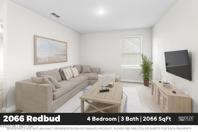 9018 Whinny Way Lot 276, Jacksonville, FL 32219 - carpeted living room featuring baseboards and recessed lighting
