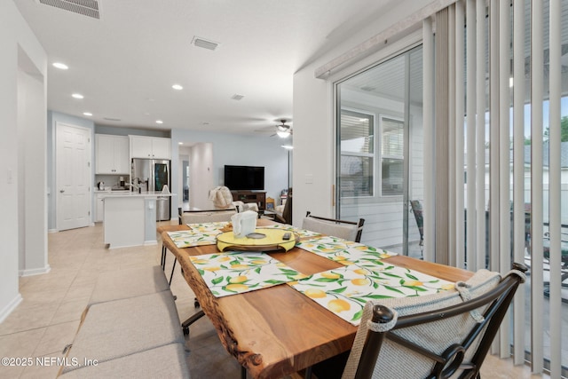 2972 Laurel Springs Dr, Green Cove Springs, FL 32043 - dining space with a ceiling fan, recessed lighting, and light tile patterned flooring