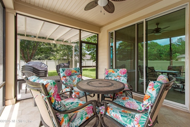 2972 Laurel Springs Dr, Green Cove Springs, FL 32043 - sunroom with a ceiling fan and outdoor dining space