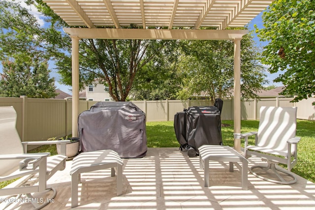 2972 Laurel Springs Dr, Green Cove Springs, FL 32043 - fenced backyard with a pergola, a patio area, and a grill