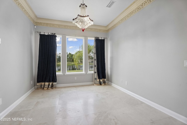2936 Brettungar Dr, Jacksonville, FL 32246 - unfurnished room featuring a chandelier and ornamental molding