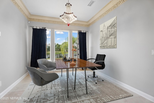 2936 Brettungar Dr, Jacksonville, FL 32246 - office space featuring a chandelier and ornamental molding