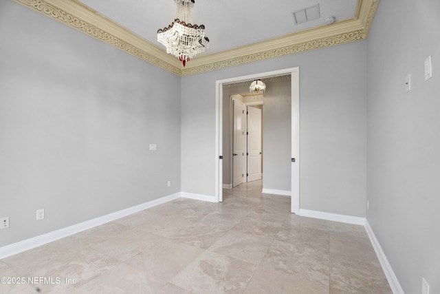 2936 Brettungar Dr, Jacksonville, FL 32246 - unfurnished room with a chandelier, ornamental molding, and a smoke detector