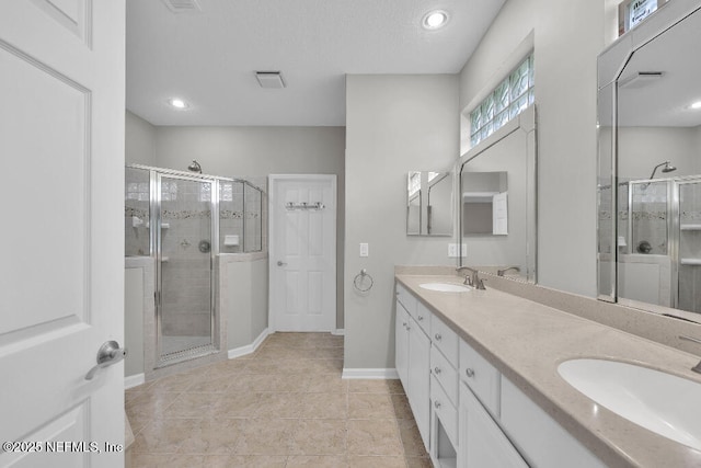 1728 Dartmoor Ln, Ponte Vedra, FL 32081 - full bath with a shower stall, double vanity, tile patterned flooring, and recessed lighting
